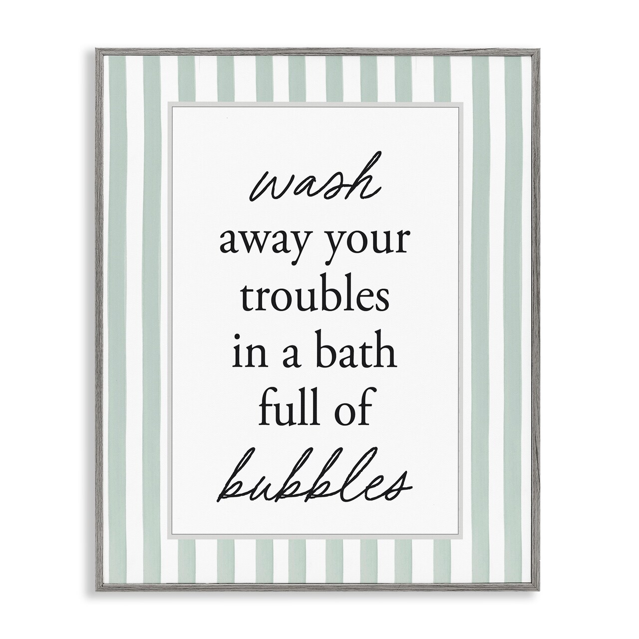 Stupell Industries Bubble Bath Phrase on Stripes Framed Giclee, design by Lettered and Lined